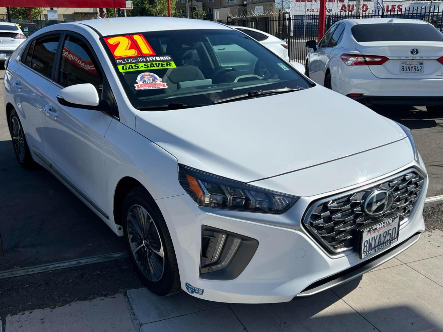 2021 WHITE /BLACK Hyundai Ioniq Plug-In Hybrid (KMHC75LD8MU) , located at 744 E Miner Ave, Stockton, CA, 95202, (209) 944-5770, 37.956863, -121.282082 - PLUS TAXES AND FEES - Photo#0